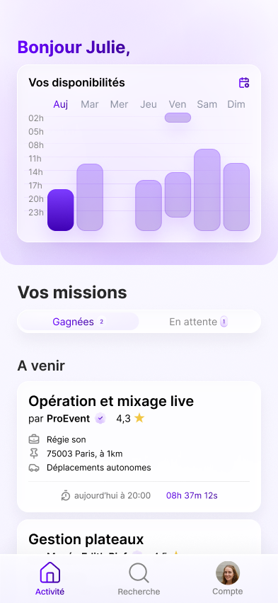 Interface de l'application gotchaaaa!