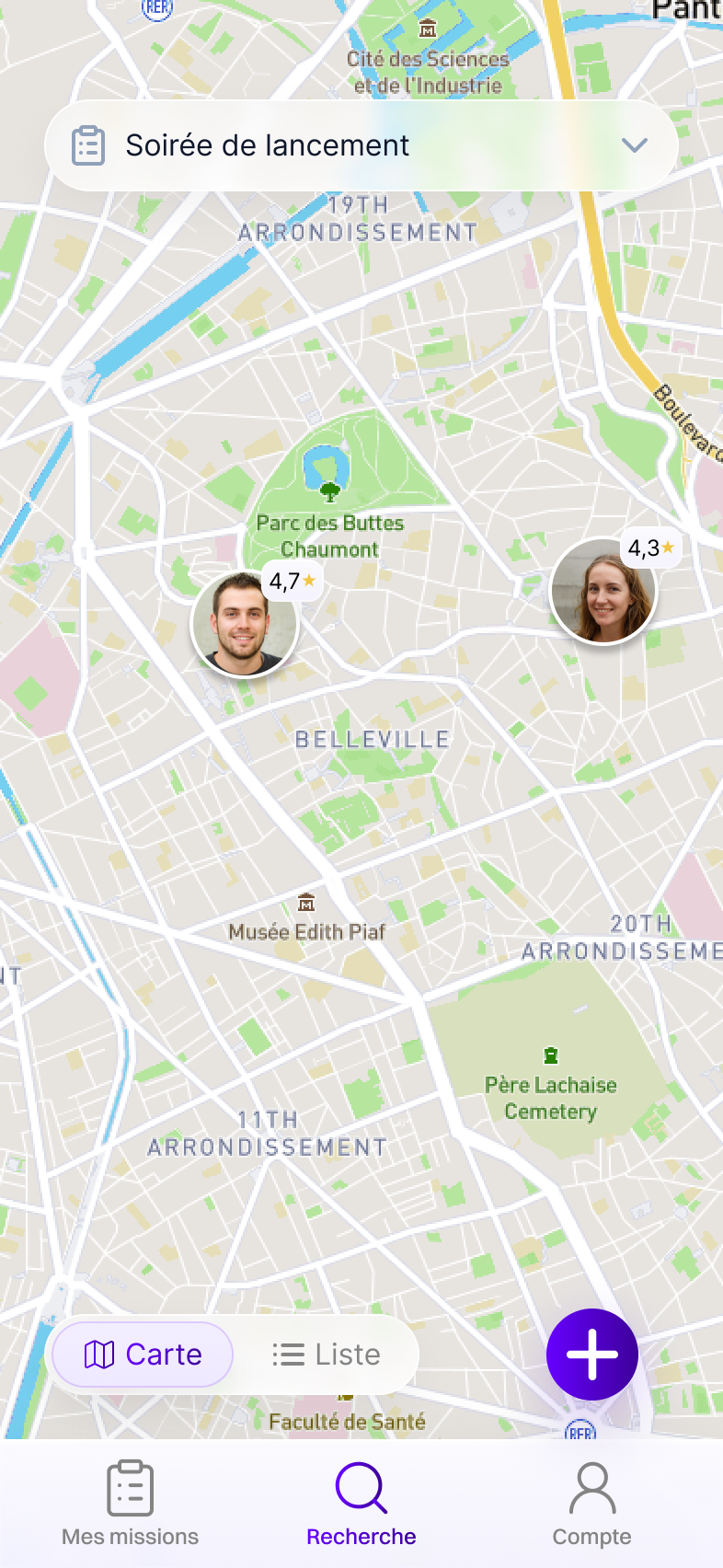 Interface de l'application gotchaaaa!